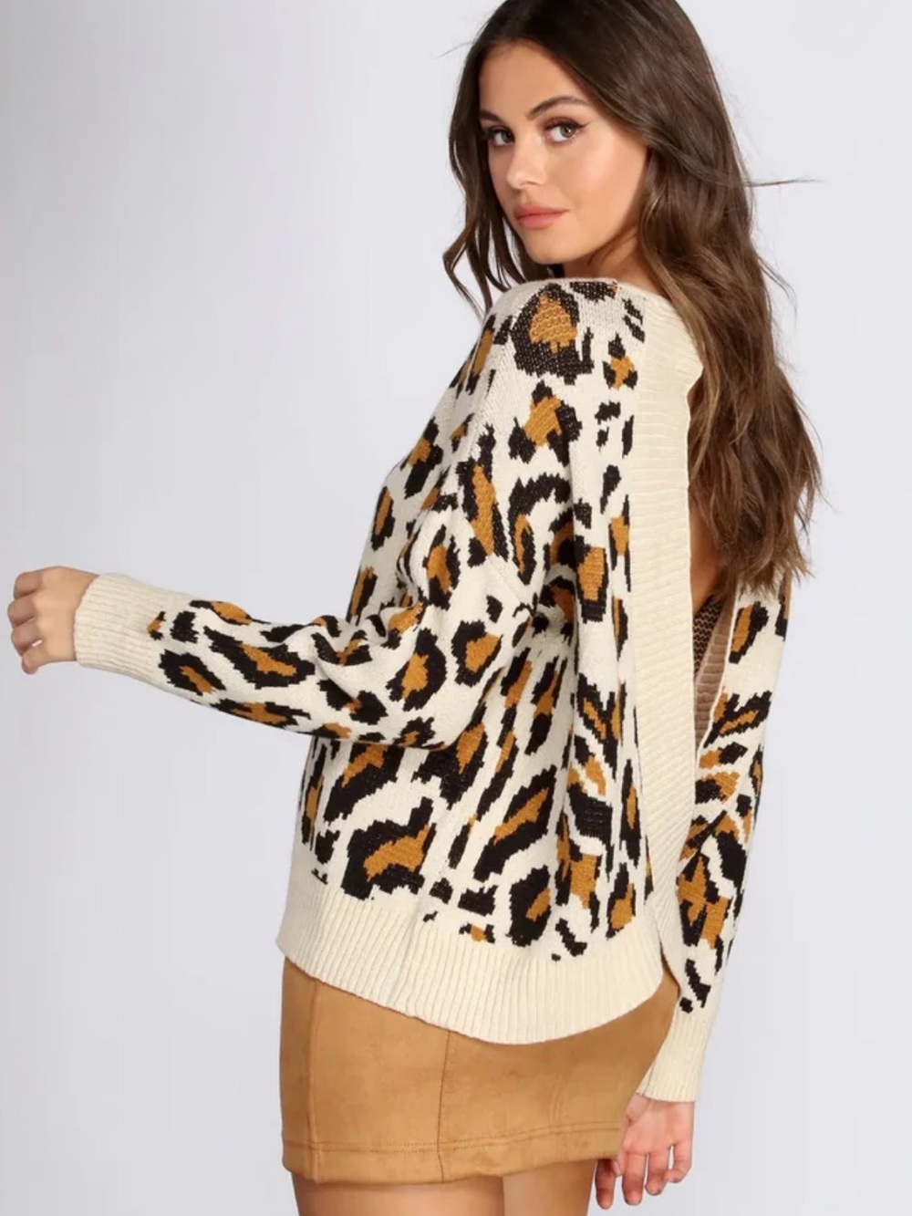 Miracle Open-Back Leopard Sweater